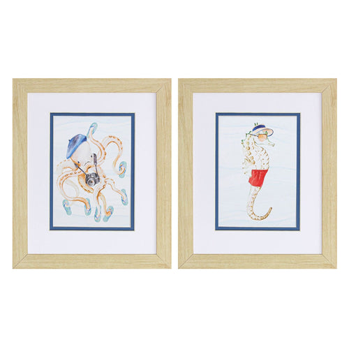 Loreth Octopus Seahorse Framed Art Set of 2