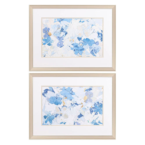 Cartissi Blue Floral Cluster Framed Art Set of 2