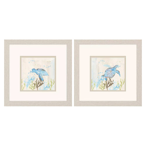 Price Blue Sea Turtle Framed Art Set of 2