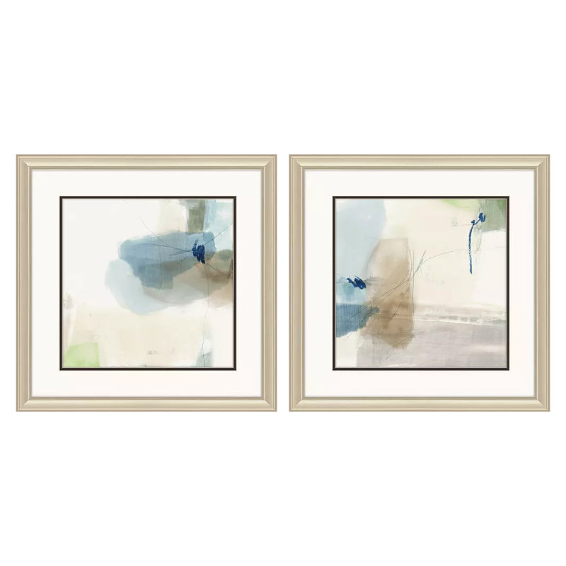 PI Studio Aquamarine Whispers Framed Art Set of 2