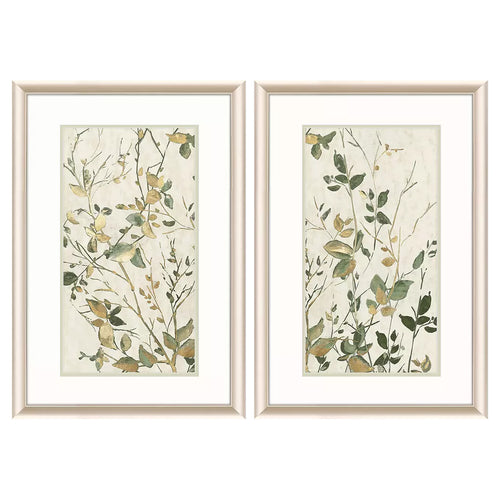 Black Golden Green Branches Framed Art Set of 2