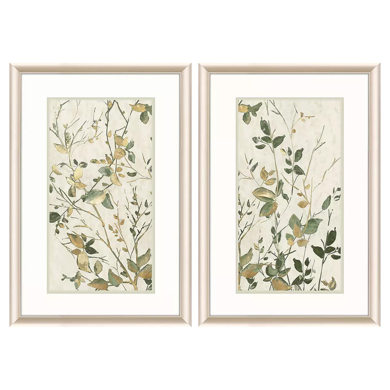 Black Golden Green Branches Framed Art Set of 2