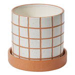 Grid Line Pot with Saucer Set of 2