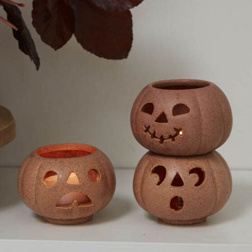 Grinning Pumpkin Votive Candle Holder Set of 6