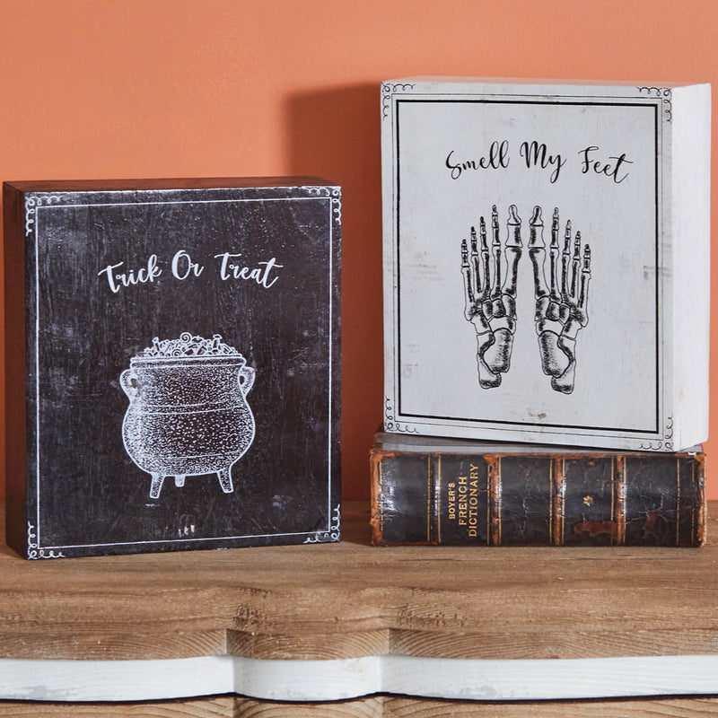 Trick-or-Treat Smell My Feet Wood Box Set of 2