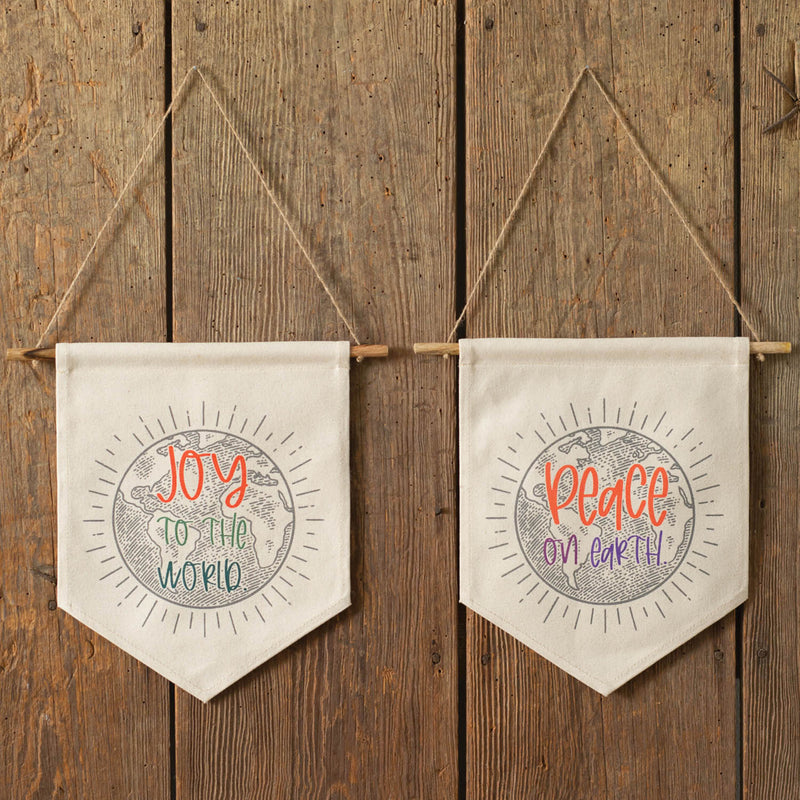 Peace and Joy Fabric Wall Art Set of 2