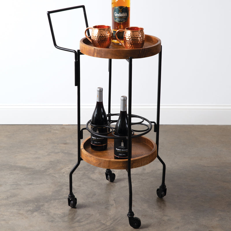 Wood & Iron Mini Bar Cart