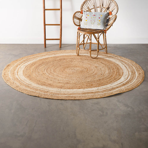 Natural and Ivory Round Jute Rug