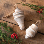 Wood Top Ornament Set of 2