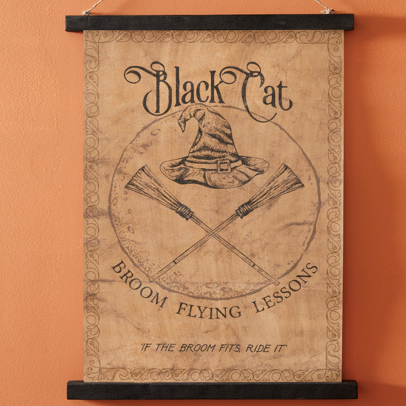 Black Cat Flying Lessons Canvas Wall Art