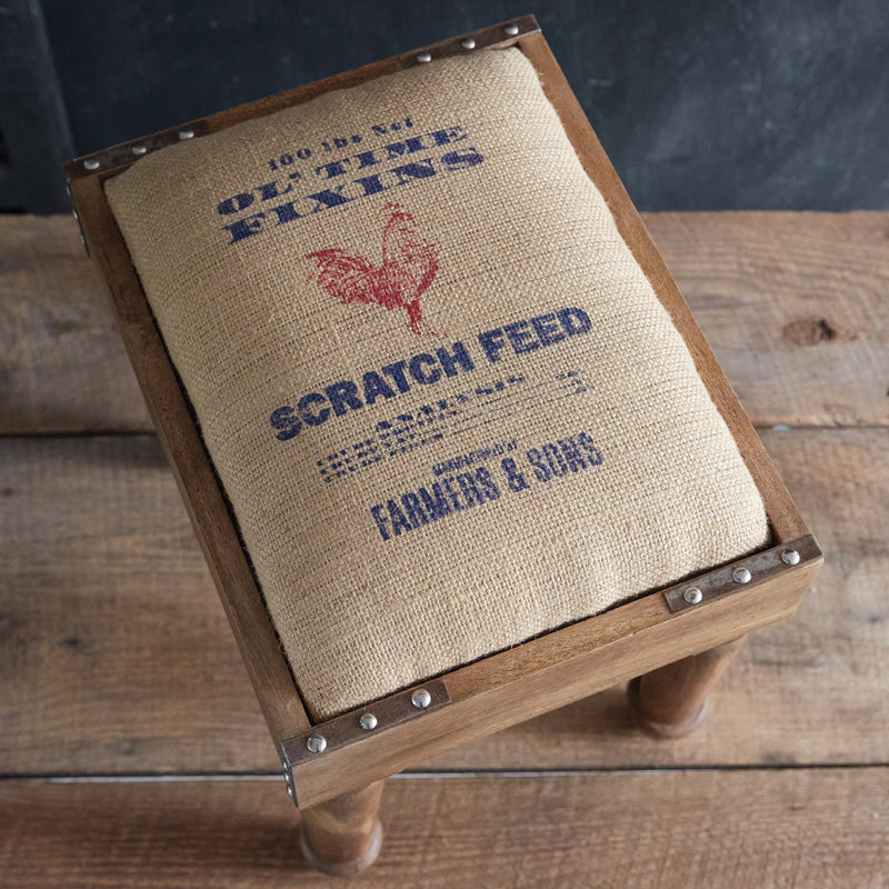 Grain Sack Footstool