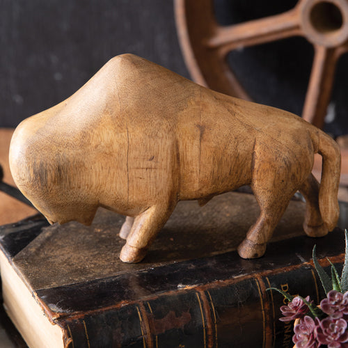 Hand-Carved Bison Scuplture