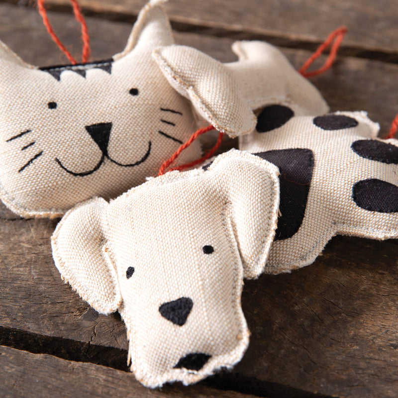 Pet Shapes Fabric Ornament Set of 4