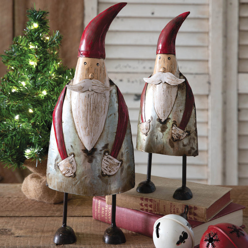 Santa Metal Gnome Set of 2