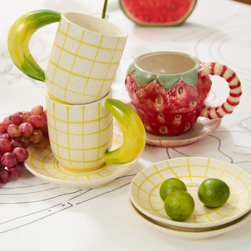 Fresh Fruit Mug with Saucer Set of 2