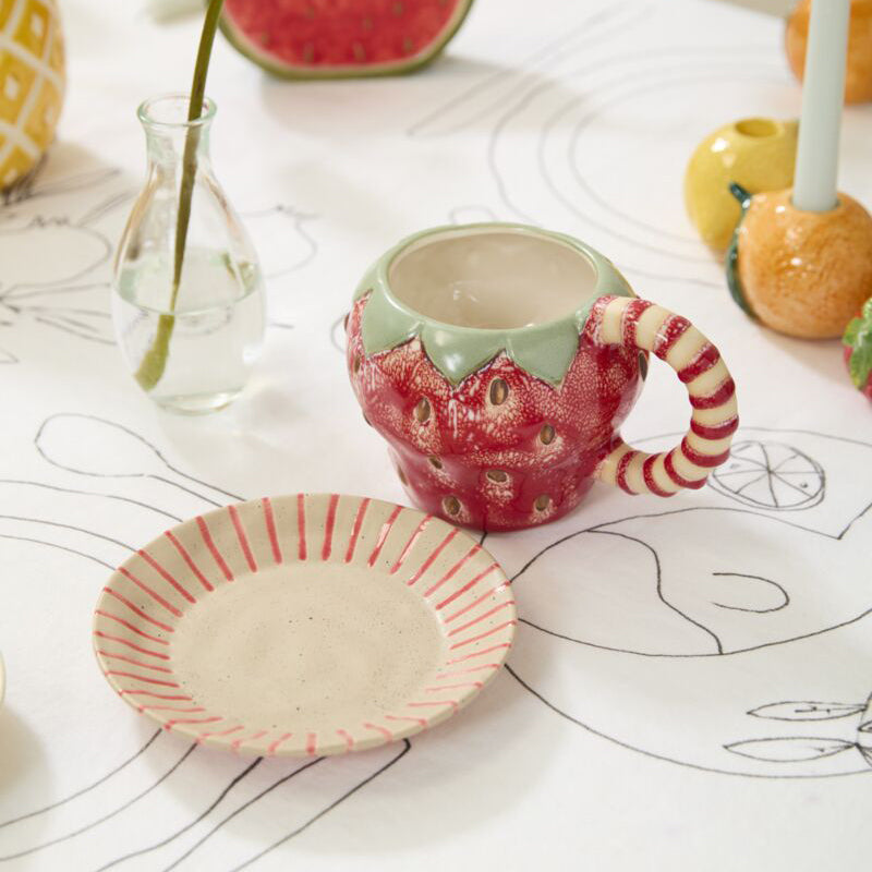 Fresh Fruit Mug with Saucer Set of 2