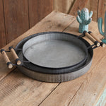 Corrugated Round Metal Tray Set of 2