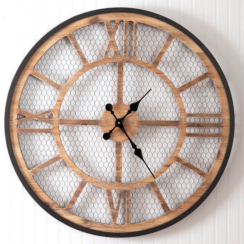 Farmhouse Chicken Wire Wall Clock