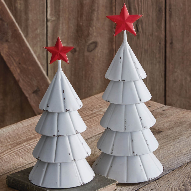 Farmstead Christmas Trees Sculpture Set of 2