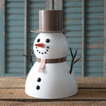 Snowman with Top Hat Metal Sculpture