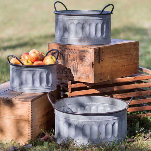 Galvanized Apple Basket Set of 3