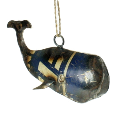 Whale Reclaimed Metal Ornament Set of 3