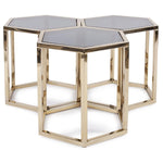 Hexagonal Gold Stainless Steel Table Set of 3