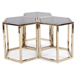 Hexagonal Gold Stainless Steel Table Set of 3