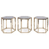 Hexagonal Gold Stainless Steel Table Set of 3