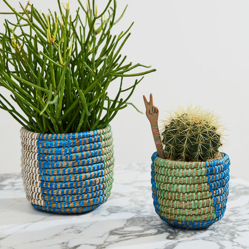 Aqua Basket Planter Set of 2