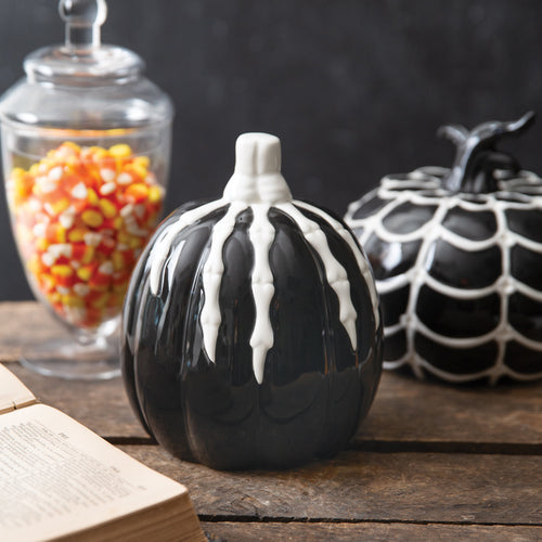 Skeleton Pumpkin Porcelain Sculpture