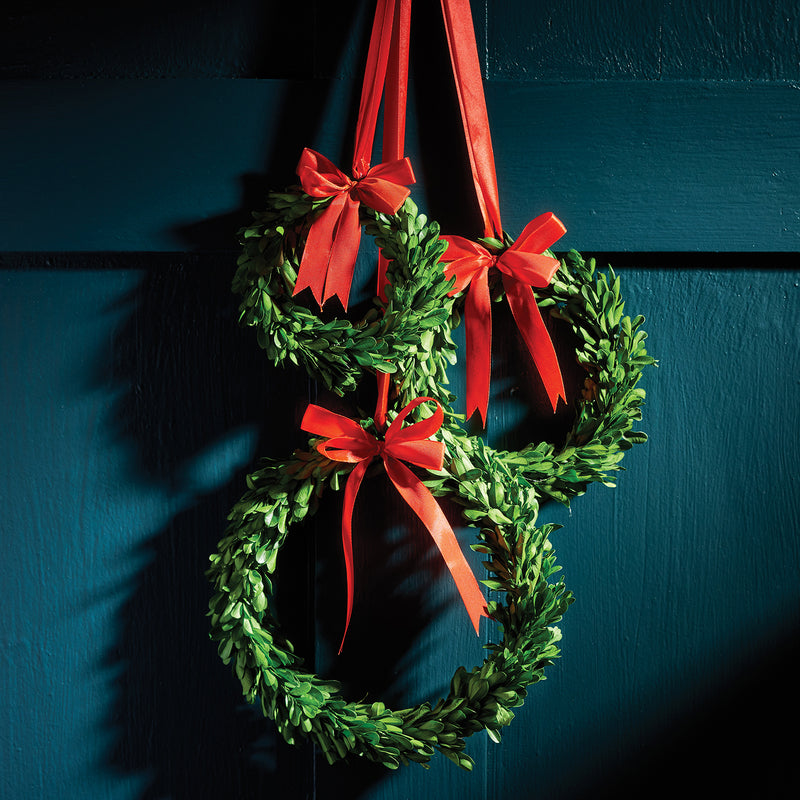 Boxwood Red Ribbon Wreath Set of 3