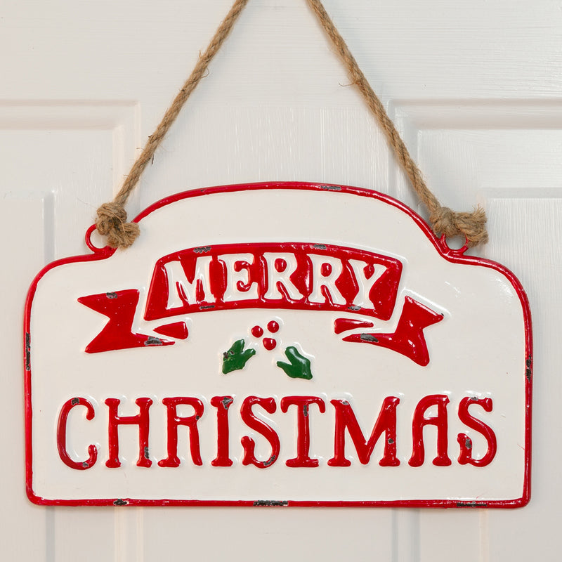 Merry Christmas Hanging Metal Wall Art