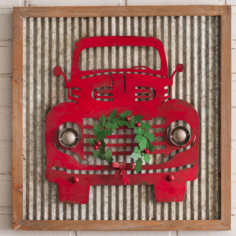 Red Truck Metal Wall Art