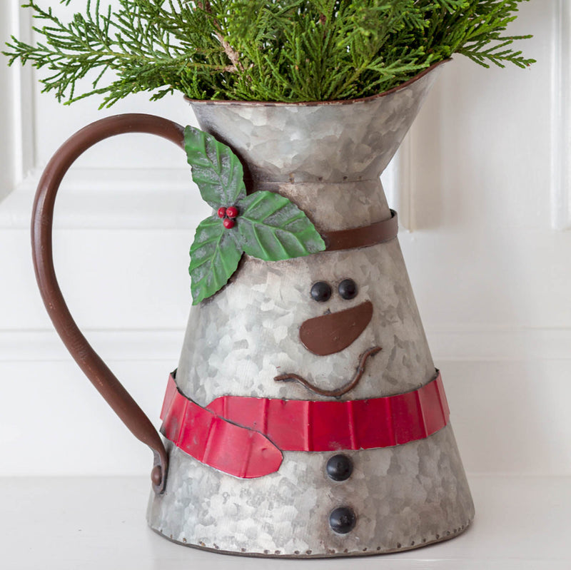 Snowman Tall Metal Pitcher