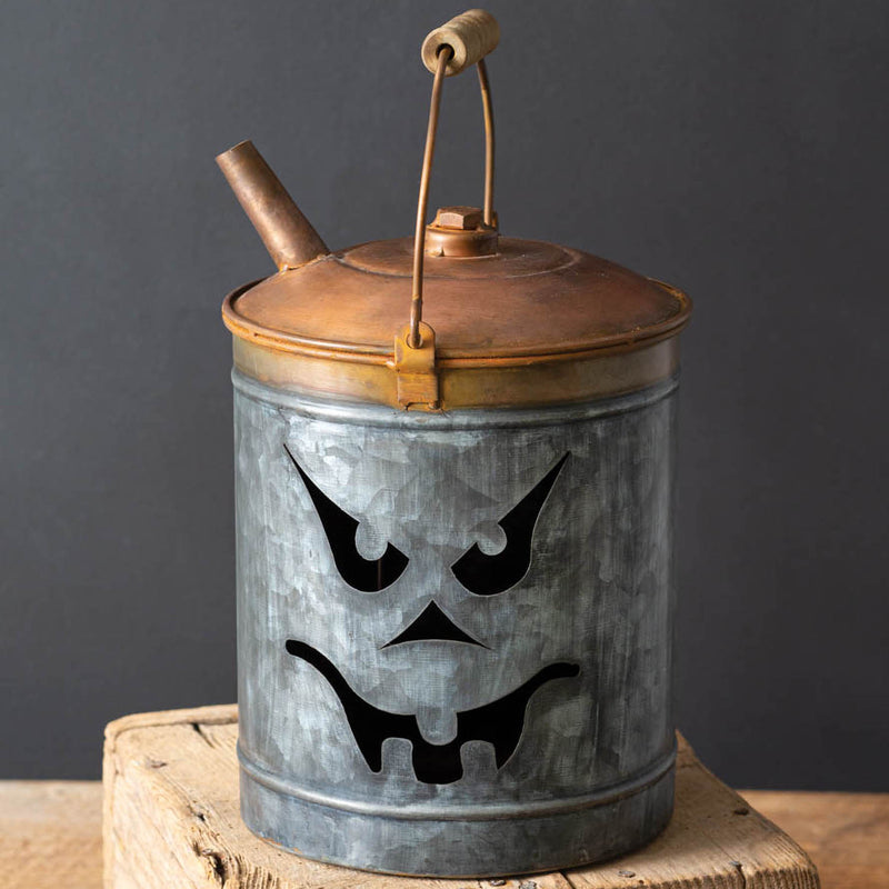 Jack-O'-Lantern Oil Can Candleholder