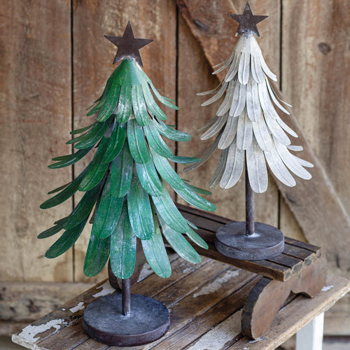 Christmas Tree Metal Sculpture Set of 2