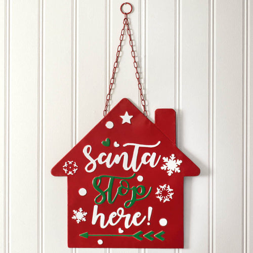 Santa Stop Here Hanging Wall Art