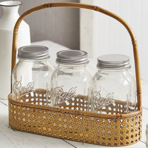 Three Jar Metal Bamboo Holder