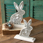 Bunnies Wooden Sculpture Set of 2