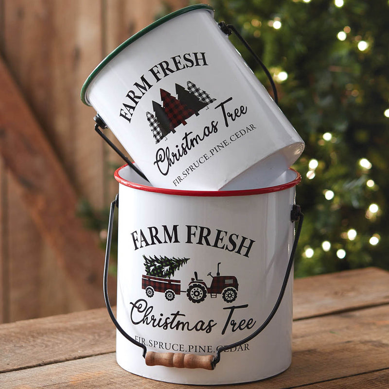 Farm Fresh Christmas Tree Bucket Set of 2