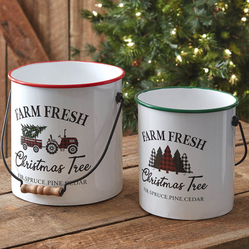 Farm Fresh Christmas Tree Bucket Set of 2