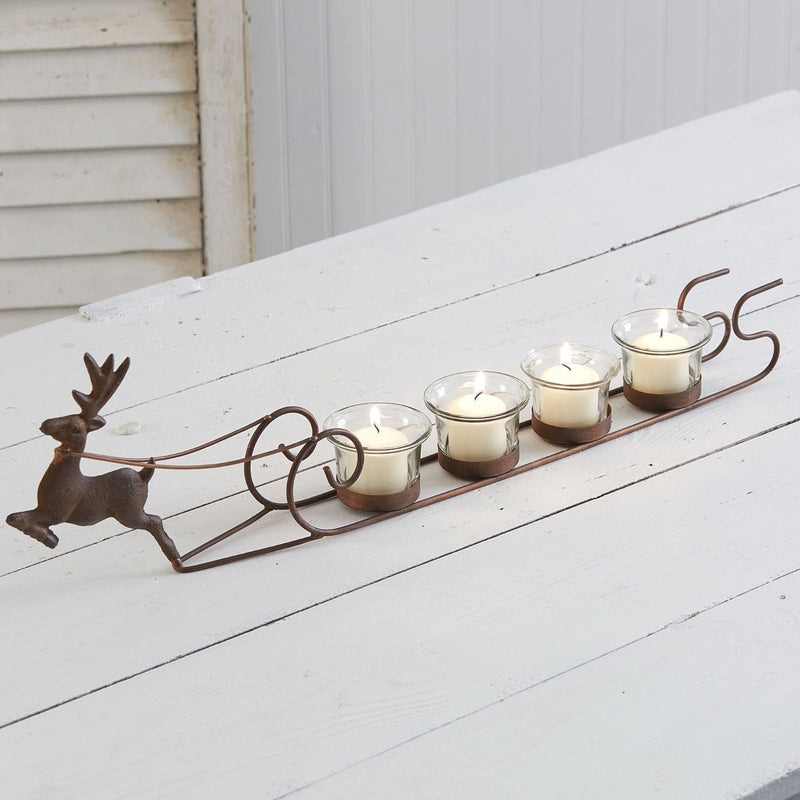 Reindeer and Sleigh Votive Candle Holder