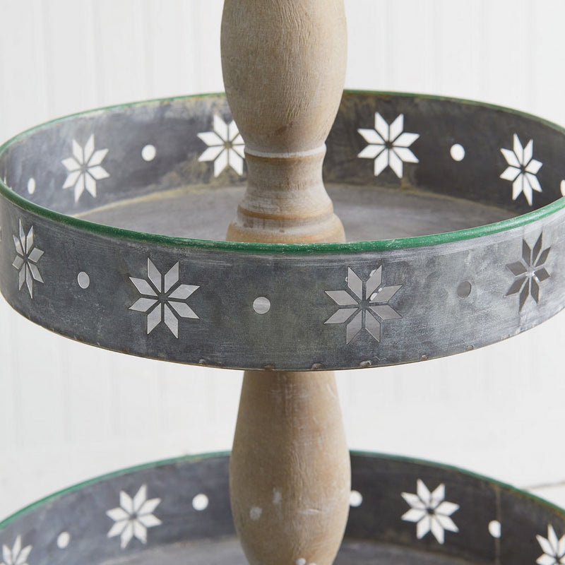 Two-Tiered Metal Christmas Tray