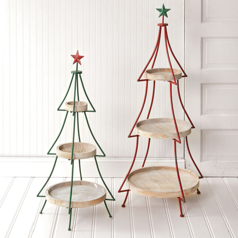 Tiered Christmas Tree Display Set of 2