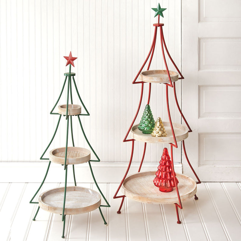 Tiered Christmas Tree Display Set of 2