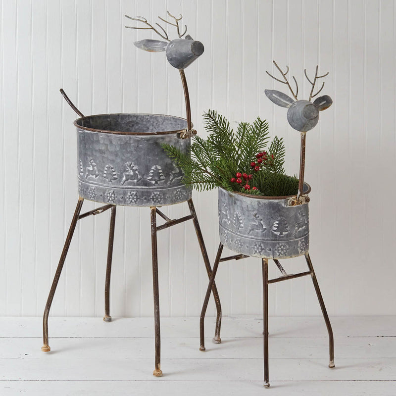 Reindeer Metal Planter Set of 2