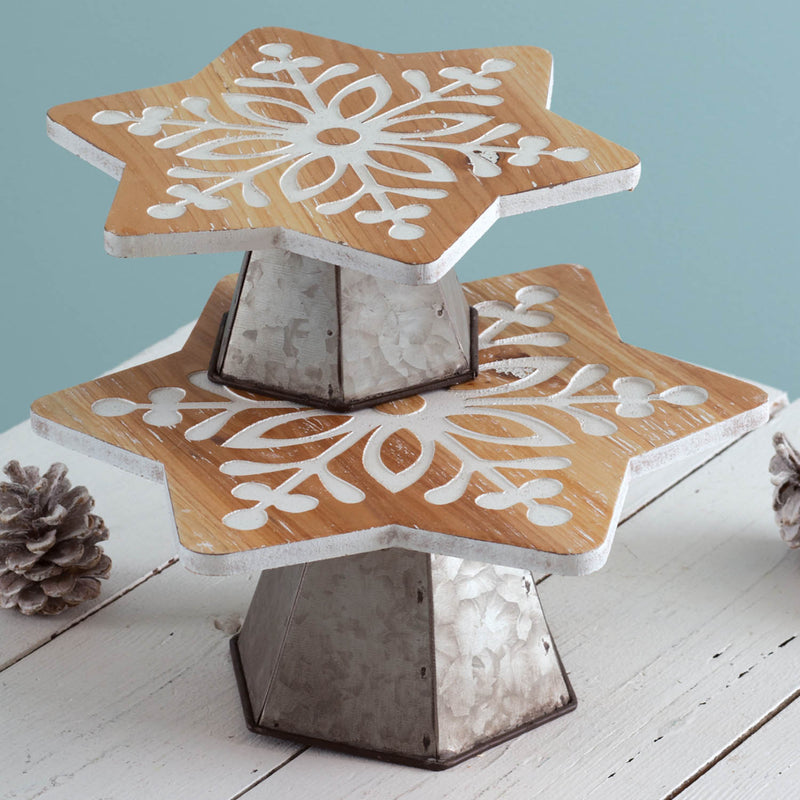 Snowflake Dessert Stand Set of 2