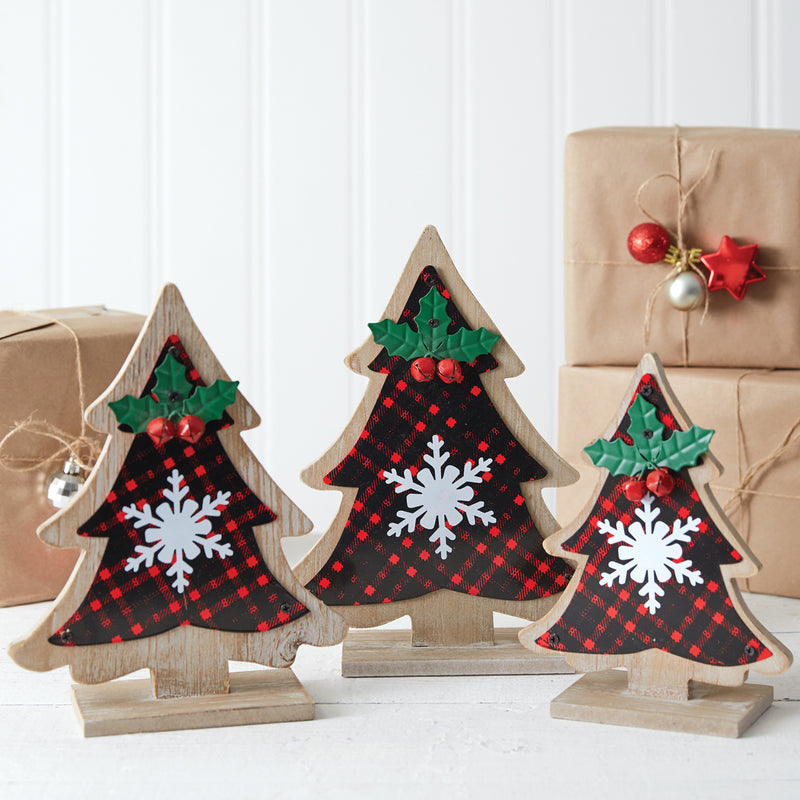 Buffalo Plaid Tabletop Tree Decor Set of 3