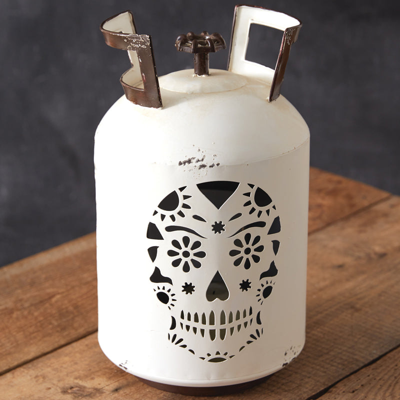 Propane Tank Sugar Skull Candleholder